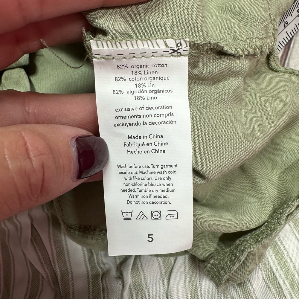 NWT rabbit + bear organic cotton linen blend short set boys sage green - Picture 13 of 14